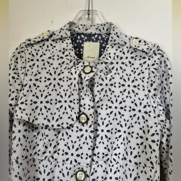 Anthropologie Elevenses NEW Eyelet Lace Trench Coat Jacket Cotton Lightweight 8 - Picture 12 of 16